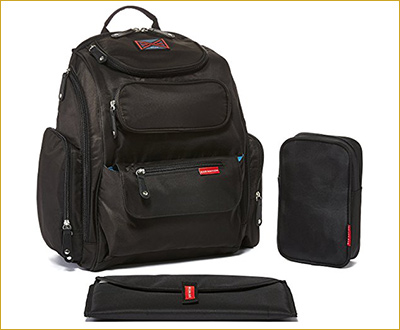 Bag Nation Diaper Bag Backpack with Stroller Straps, Changing Pad and Sundry Bag - Black