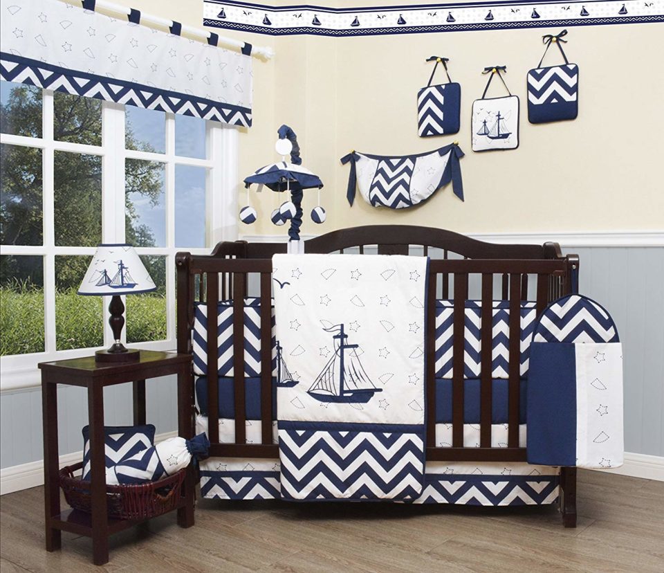 GEENNY Baby Nautical Explorer 13 Piece Nursery Crib Bedding Set